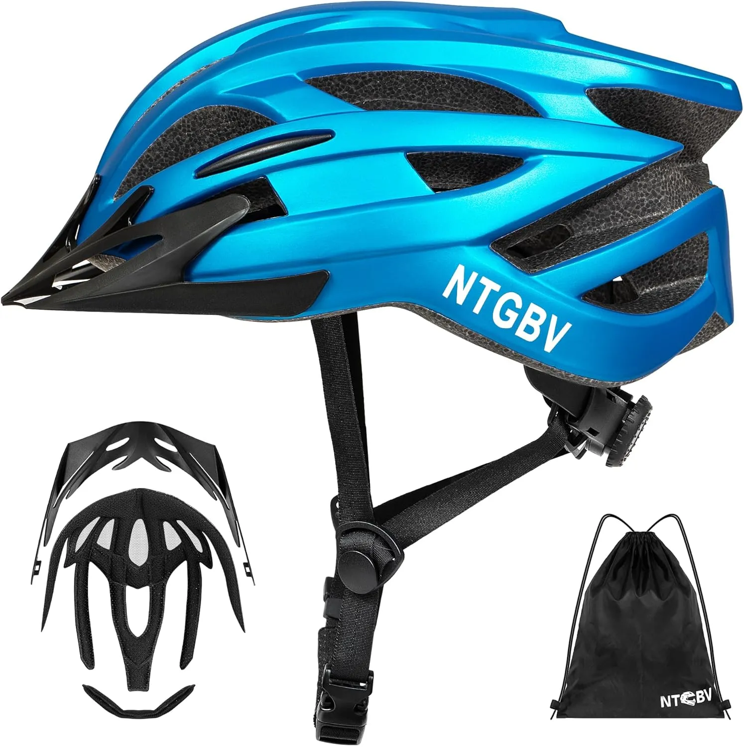 Adult Bike Helmet for Men/Women with Helmet Bag 2 Removable Moisture-Wicking Liners & Visors Lightweight Shockproof Adjustable Design CPSC 1203 & EN 1078 Safety Certified for Road/Commute/MTB