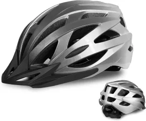 Adult Bike Helmet Men and Women Bicycle Helmet Removable Visor Adjustable Cycling Helmet Suggested Fit 56 to 62cm for Mountain & Road with CPSC Safety-Certified