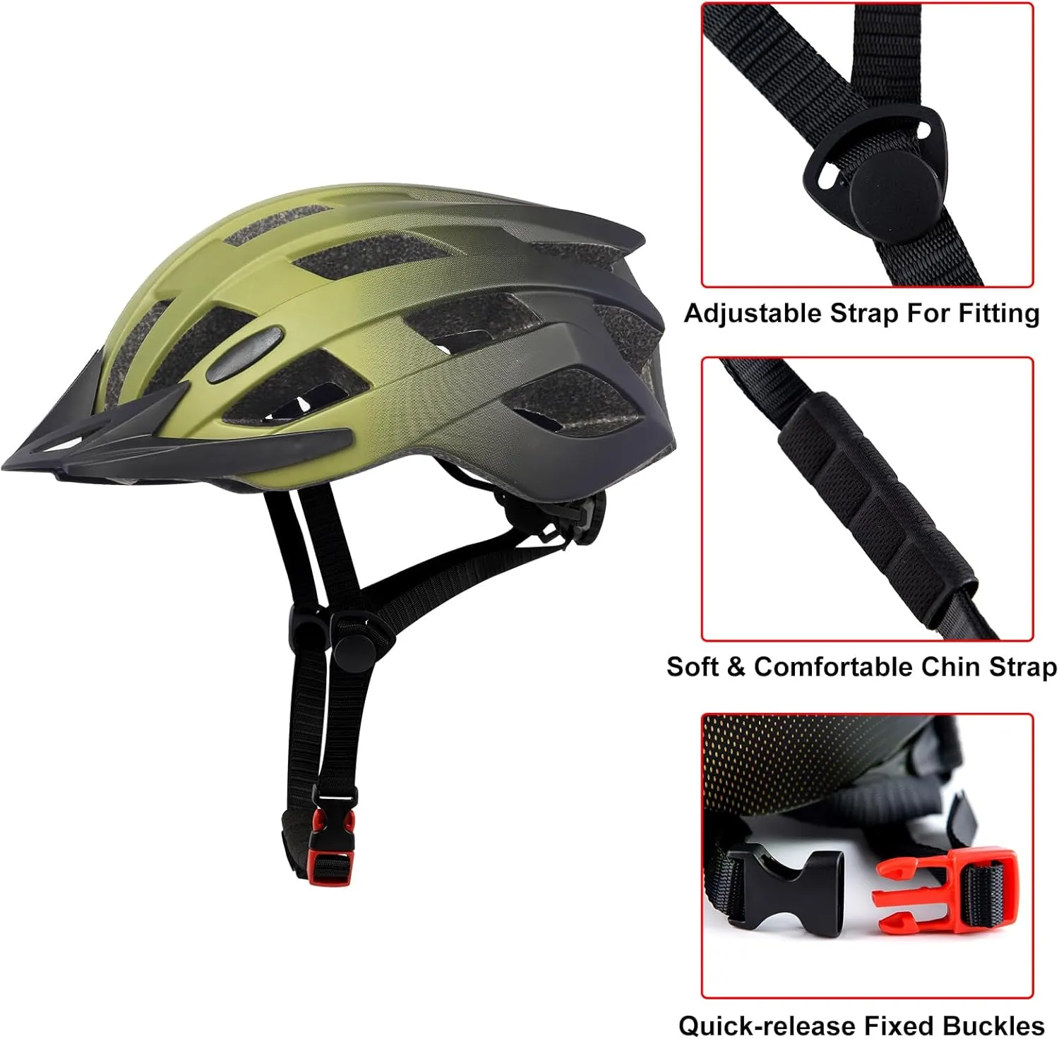 Adult Bike Helmets, Adjustable Mens Womens Bicycle Helmet, Lightweight Road Mountain Cycling Safety Sports Helmets with Detachable Visor