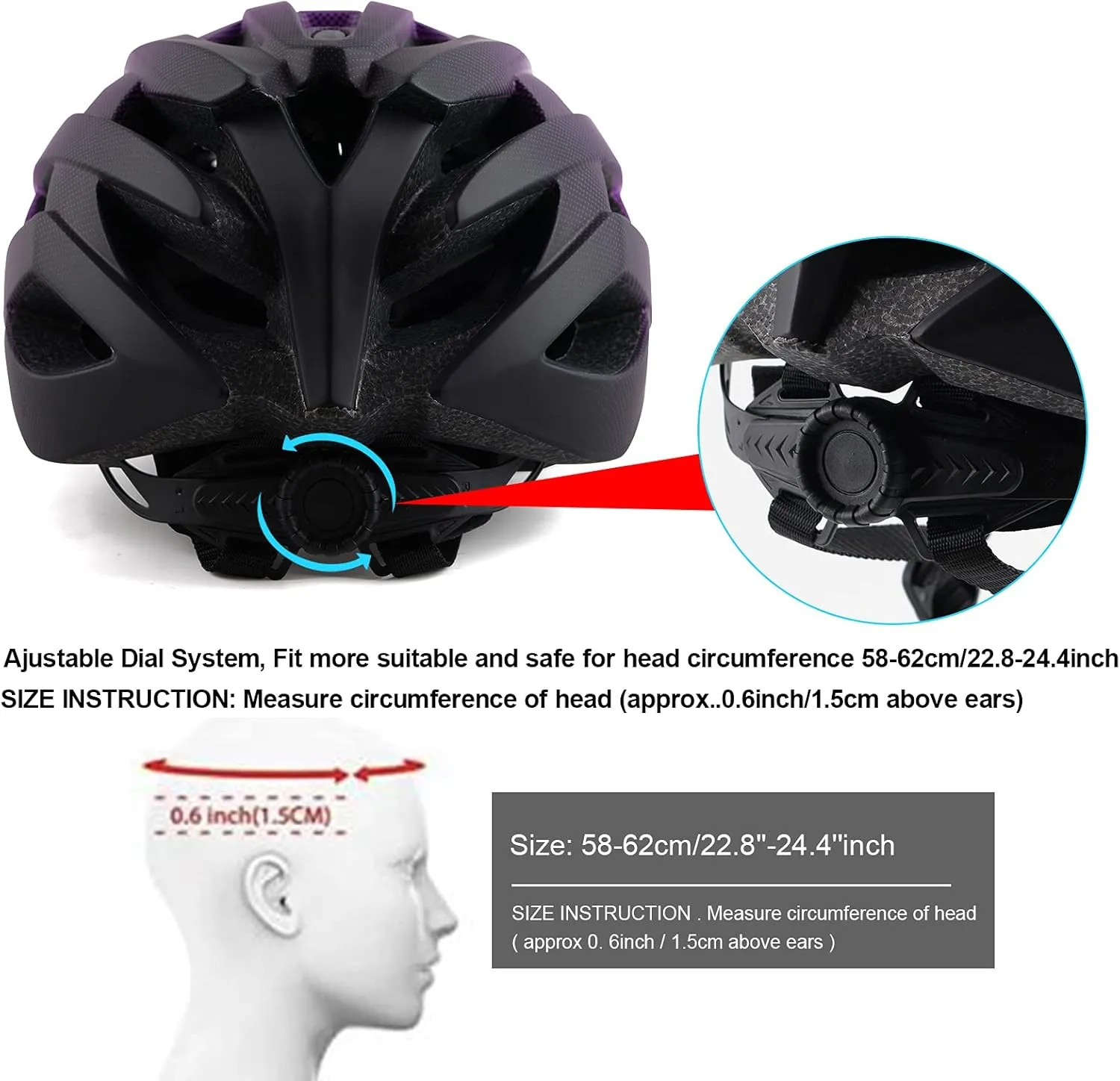 Adult Bike Helmets, Adjustable Mens Womens Bicycle Helmet, Lightweight Road Mountain Cycling Safety Sports Helmets with Detachable Visor