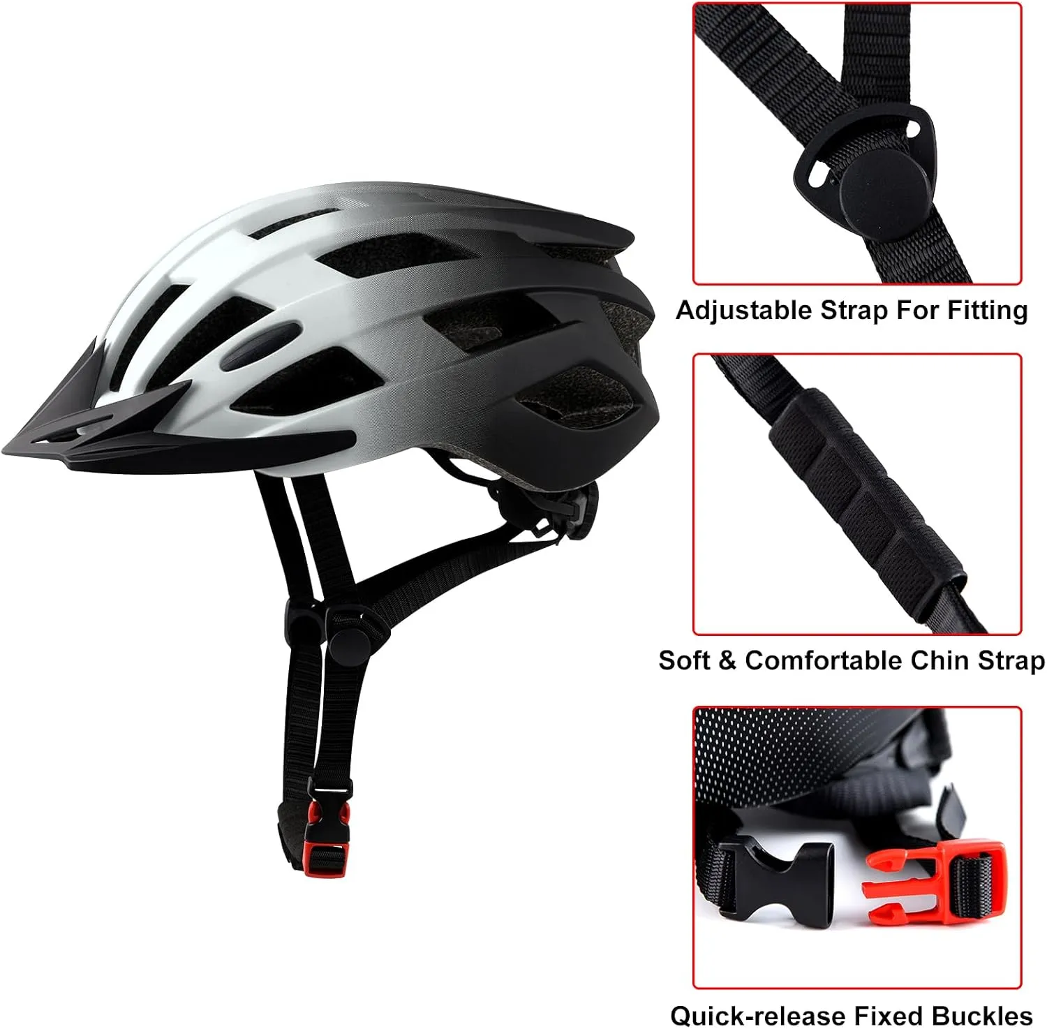 Adult Bike Helmets, Adjustable Mens Womens Bicycle Helmet, Lightweight Road Mountain Cycling Safety Sports Helmets with Detachable Visor