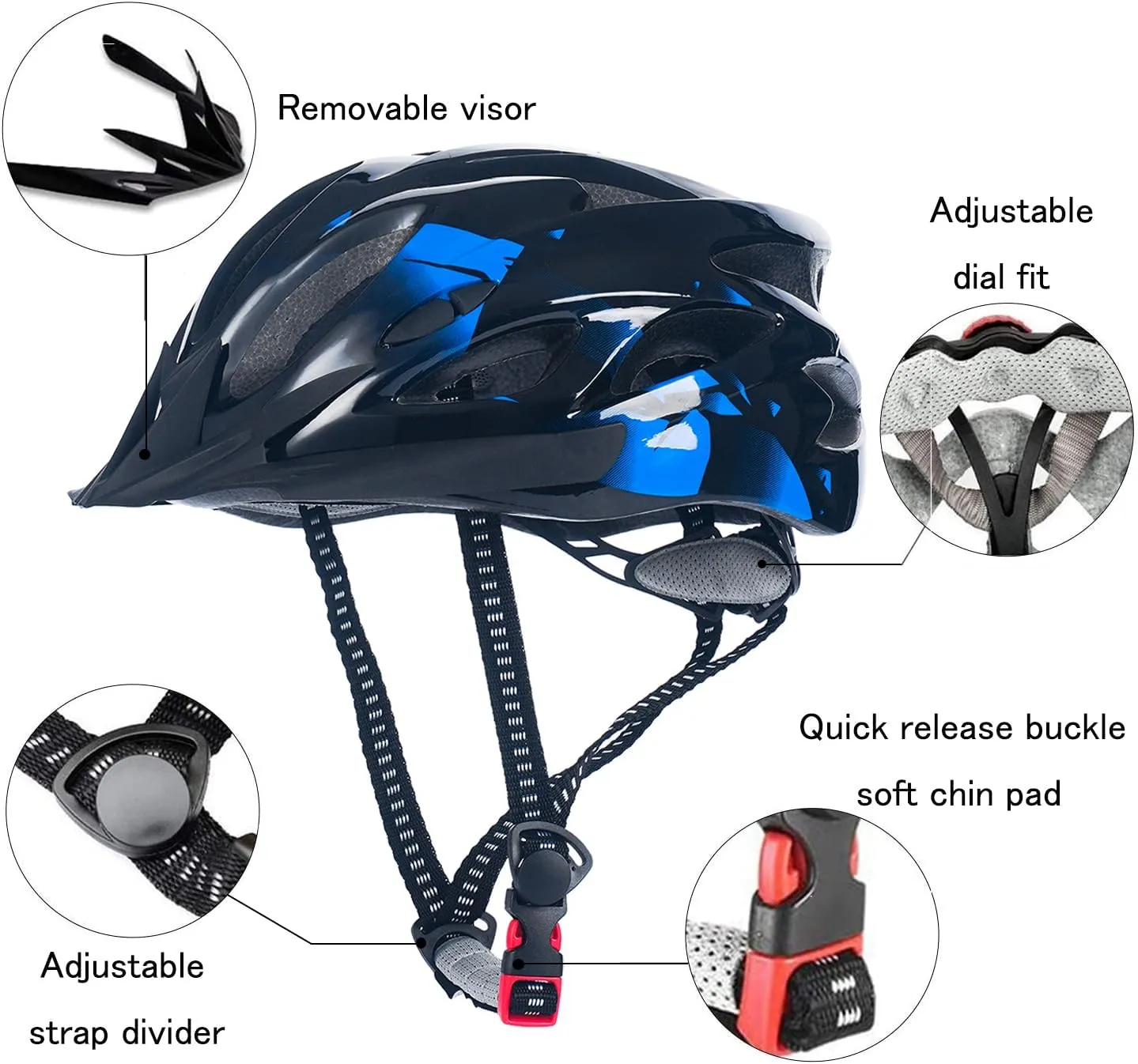 Adult Cycling Bike Helmet, Lightweight and Adjustable with Pads&Visor for Men and Women,Premium Quality Airflow Unisex Bike Helmet,Suggested Fit 57-62 cm