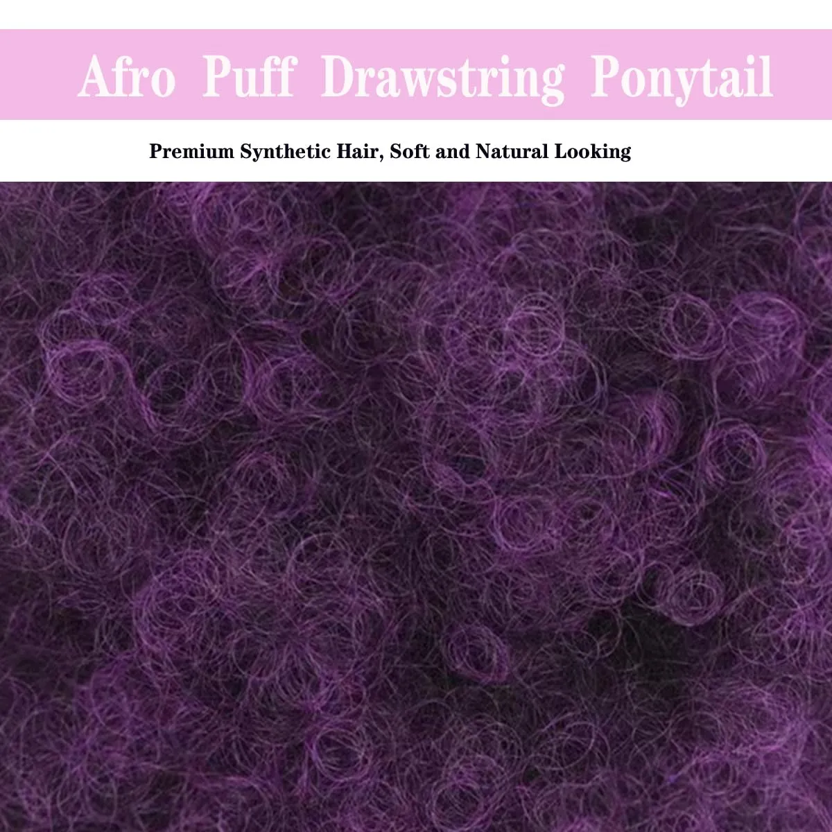Afro Puff Drawstring Ponytail Extension for Black Women 2Pcs Premium Purple Short Synthetic Kinky Curly Bun Hair Extensions, Updo Hairpieces for Black Women Girls