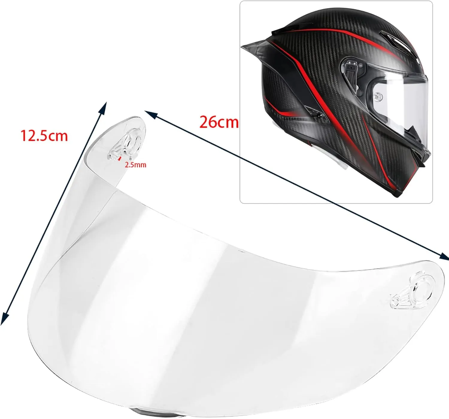 AGV K1 Visor,AGV K3 SV Visor,Motorcycle Wind Helmet Lens Visor Full Face Fit For AGV K1 K3SV K5 (Transparent)