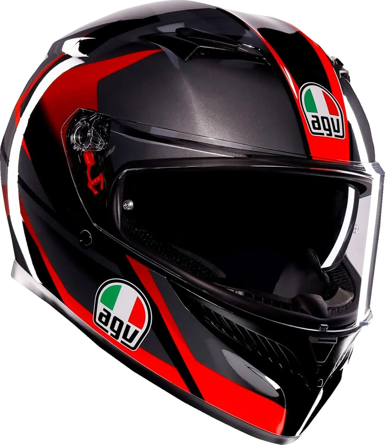 AGV K3 Striga Motorcycle Helmet Black/Gray/Red LG, Large