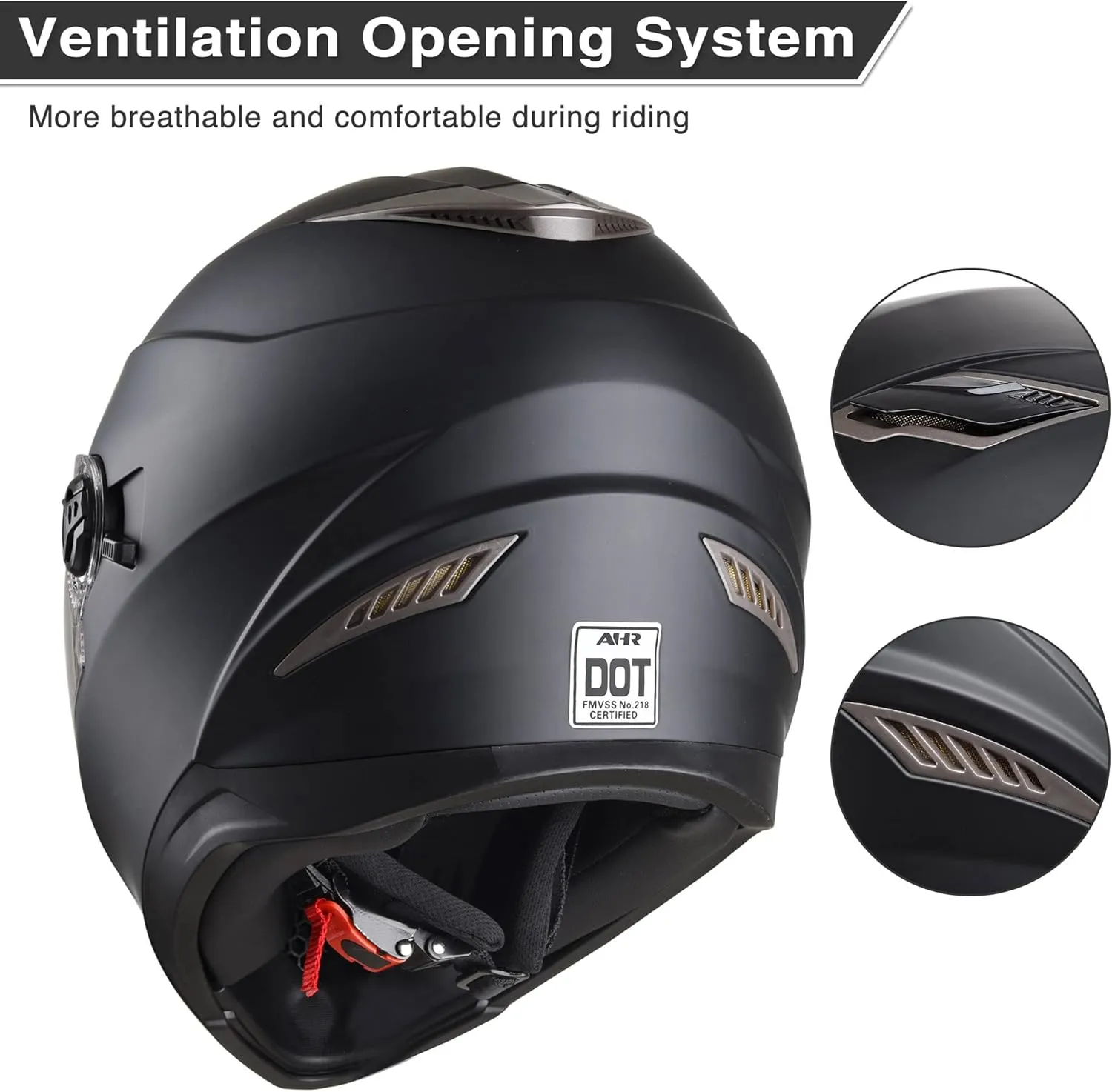AHR Motorcycle Full Face Helmet Dual Visor Street Bike Lightweight DOT Approved Helmet Snowmobile Touring Sports for Adult Run-F