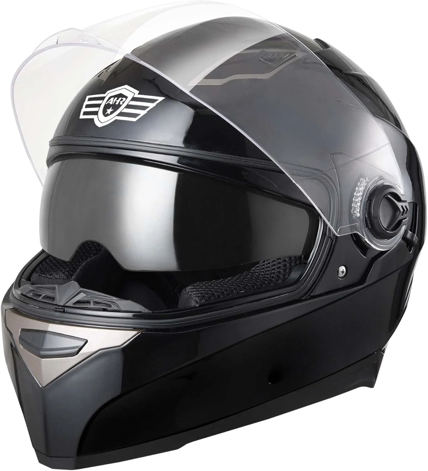 AHR Motorcycle Full Face Helmet Dual Visor Street Bike Lightweight DOT Approved Helmet Snowmobile Touring Sports for Adult Run-F