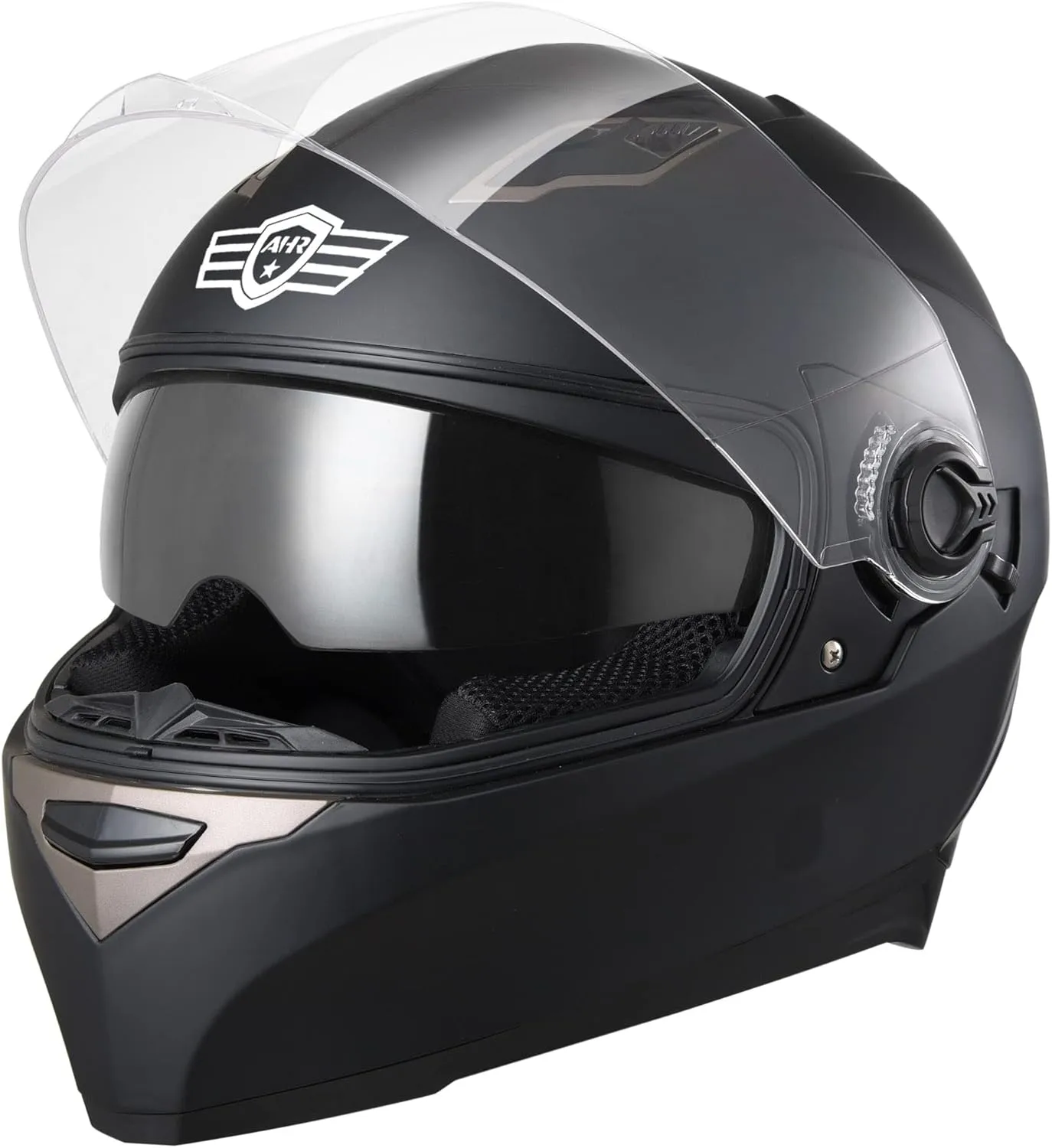 AHR Motorcycle Full Face Helmet Dual Visor Street Bike Lightweight DOT Approved Helmet Snowmobile Touring Sports for Adult Run-F