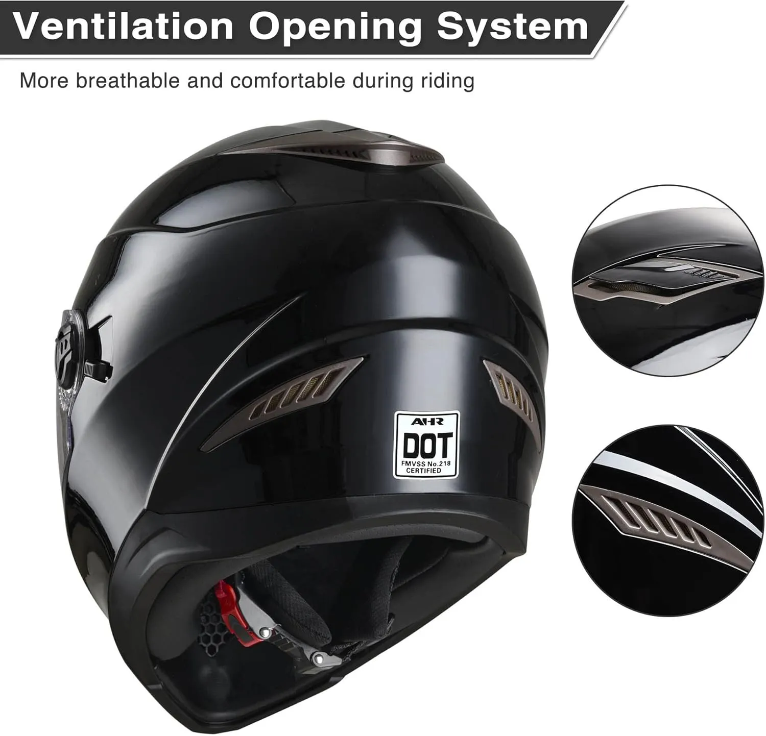 AHR Motorcycle Full Face Helmet Dual Visor Street Bike Lightweight DOT Approved Helmet Snowmobile Touring Sports for Adult Run-F