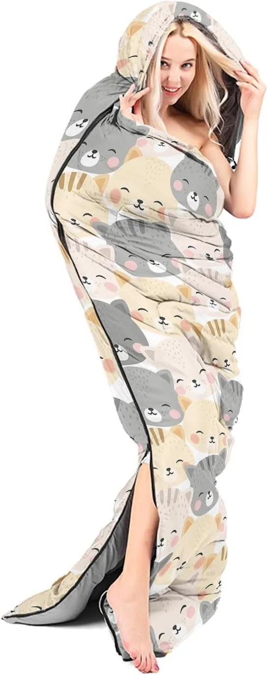 AILONEN Cartoon Camping Sleeping Bag for Boys Girls Adults,Lightweight & Waterproof,3 Season Warm & Cold Weather,Portable,Printed Sleeping Bag,Traveling,Camping,Hiking