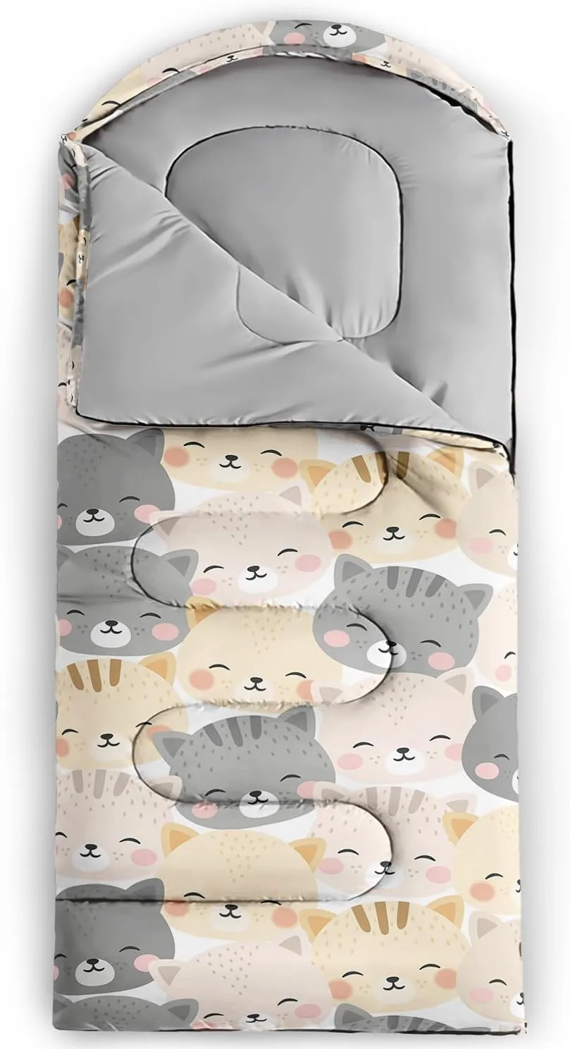 AILONEN Cartoon Camping Sleeping Bag for Boys Girls Adults,Lightweight & Waterproof,3 Season Warm & Cold Weather,Portable,Printed Sleeping Bag,Traveling,Camping,Hiking