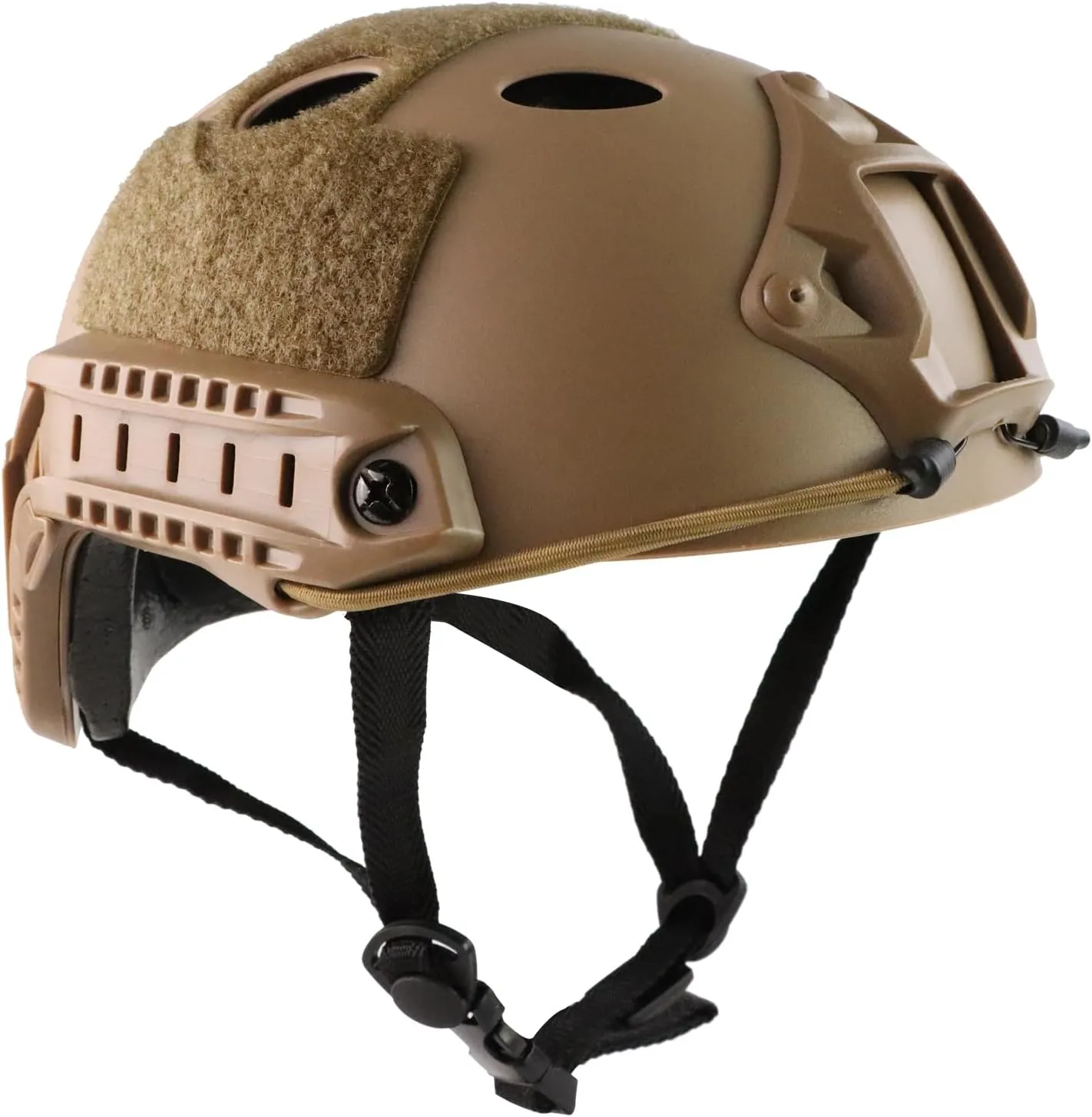Airsoft Helmet, PJ Type Tactical Fast Helmet with Front NVG Mount and Side Rail, Paintball Military Tactical Gear with Vent Holes for Cosplay Outdoor Activities