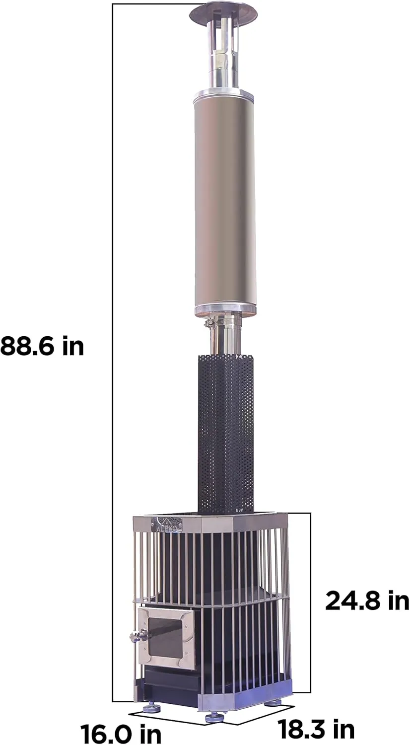 ALEKO Wood Burning Sauna Heater and Chimney Kit | Equivalent to 9-15 kW Electric Heater | Large Stone Capacity