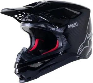 Alpinestars 8300319-1188-SM: S-M10 Solid Helmet Carbon Glossy Black Sm