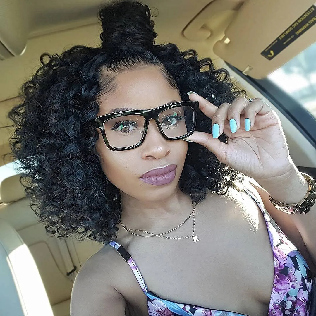 AMELI Ocean Wave Crochet Hair 9In 8packs Deep Wave Crochet Hair Natural Black Synthetic Wavy Curly Braiding For Black Women Hair Extensions 1B