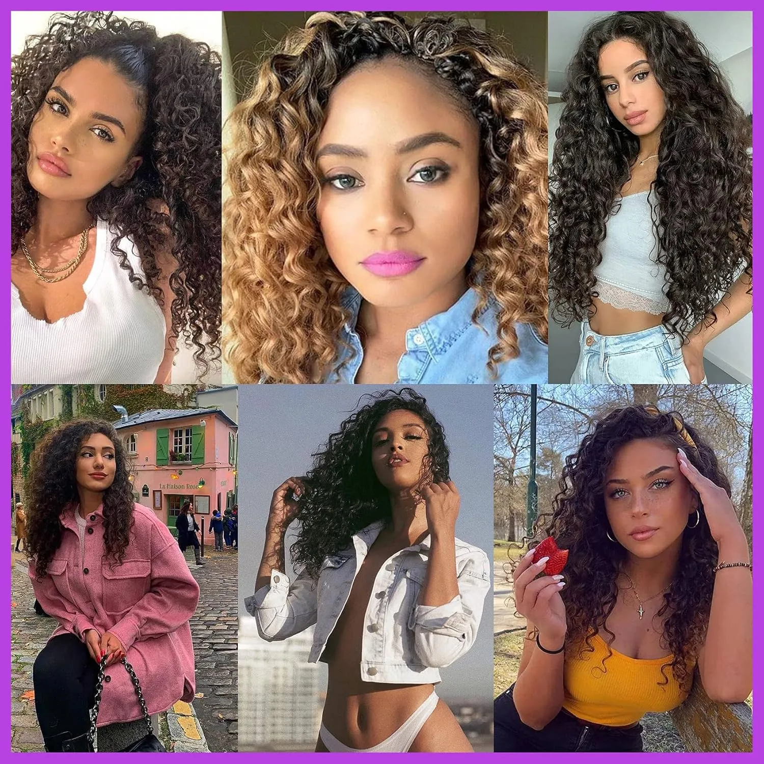 AMELI Ocean Wave Crochet Hair 9In 8packs Deep Wave Crochet Hair Natural Black Synthetic Wavy Curly Braiding For Black Women Hair Extensions 1B