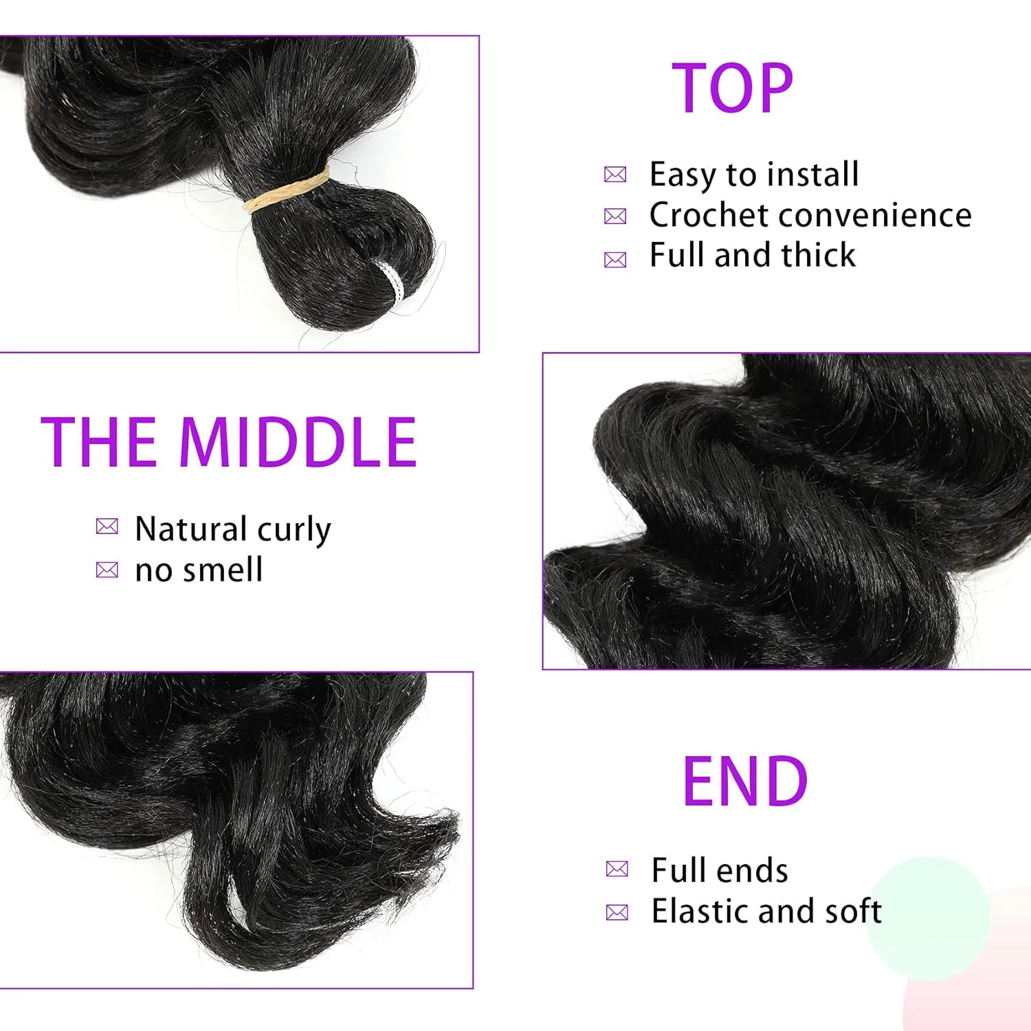 AMELI Ocean Wave Crochet Hair 9In 8packs Deep Wave Crochet Hair Natural Black Synthetic Wavy Curly Braiding For Black Women Hair Extensions 1B
