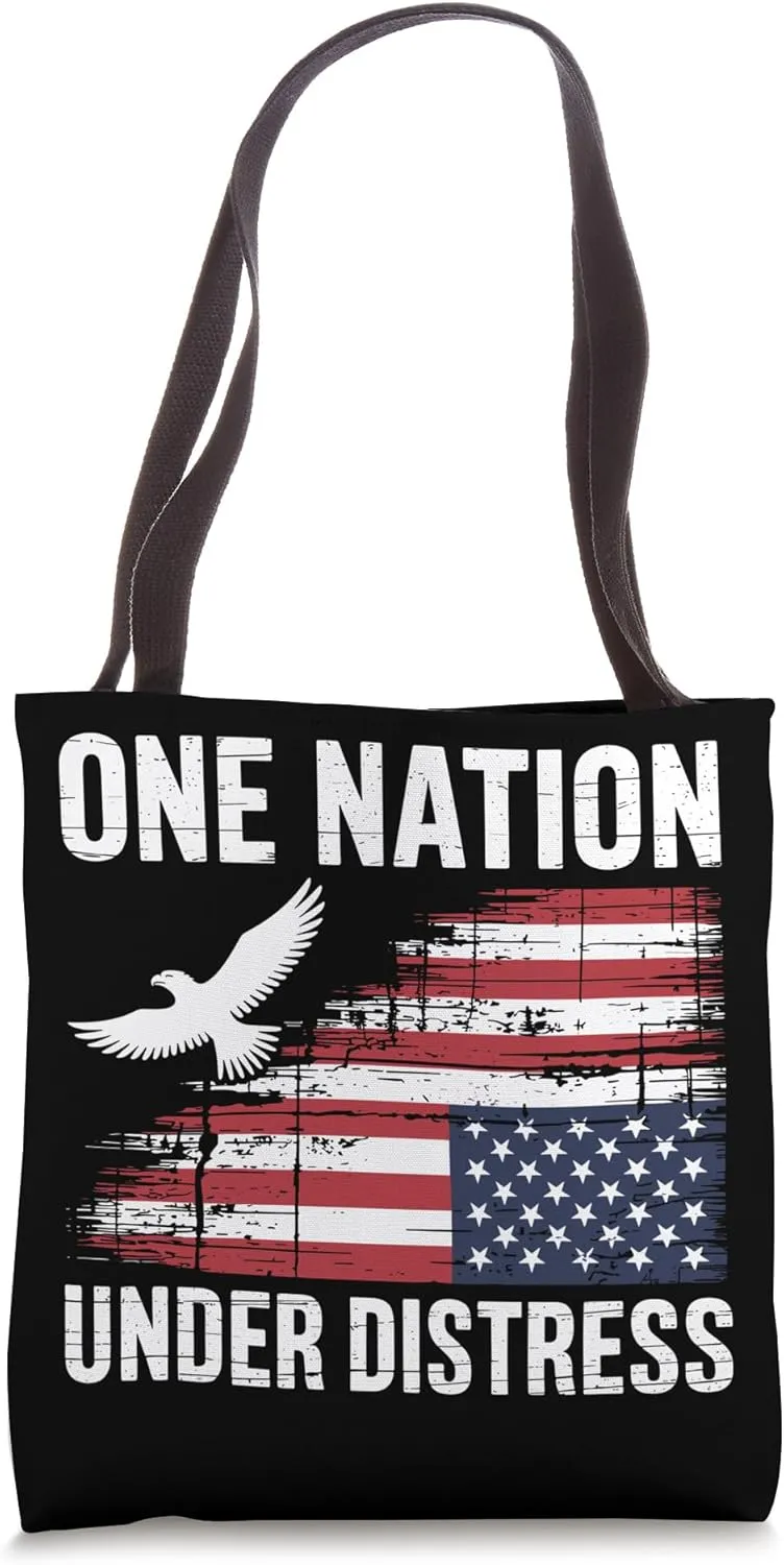 America Under Distress USA Upside Down US Flag Tote Bag