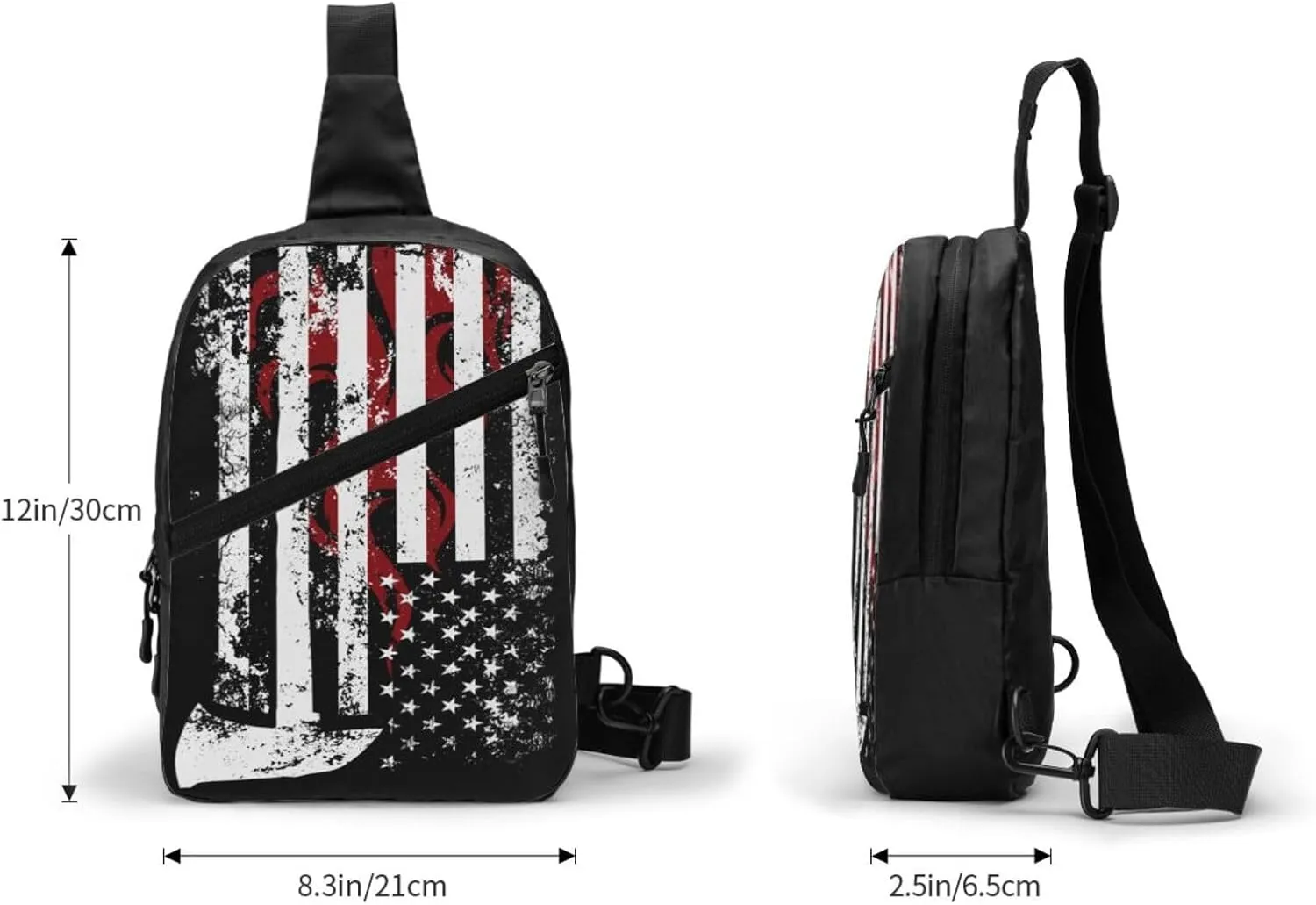 American Flame Axe Firefighter Flag Portable Sling Bags Packable Crossbody Bag Foldable Sport Daypack Reusable Shoulder Backpack Diagonally Chest Bag for Workout Travel