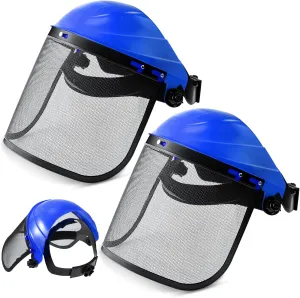 Amylove 2 Pcs Safety Face Shield with Mesh Weed Whacking Face Shield Masks Chainsaw Gardening Weed Mover Protection (Blue)