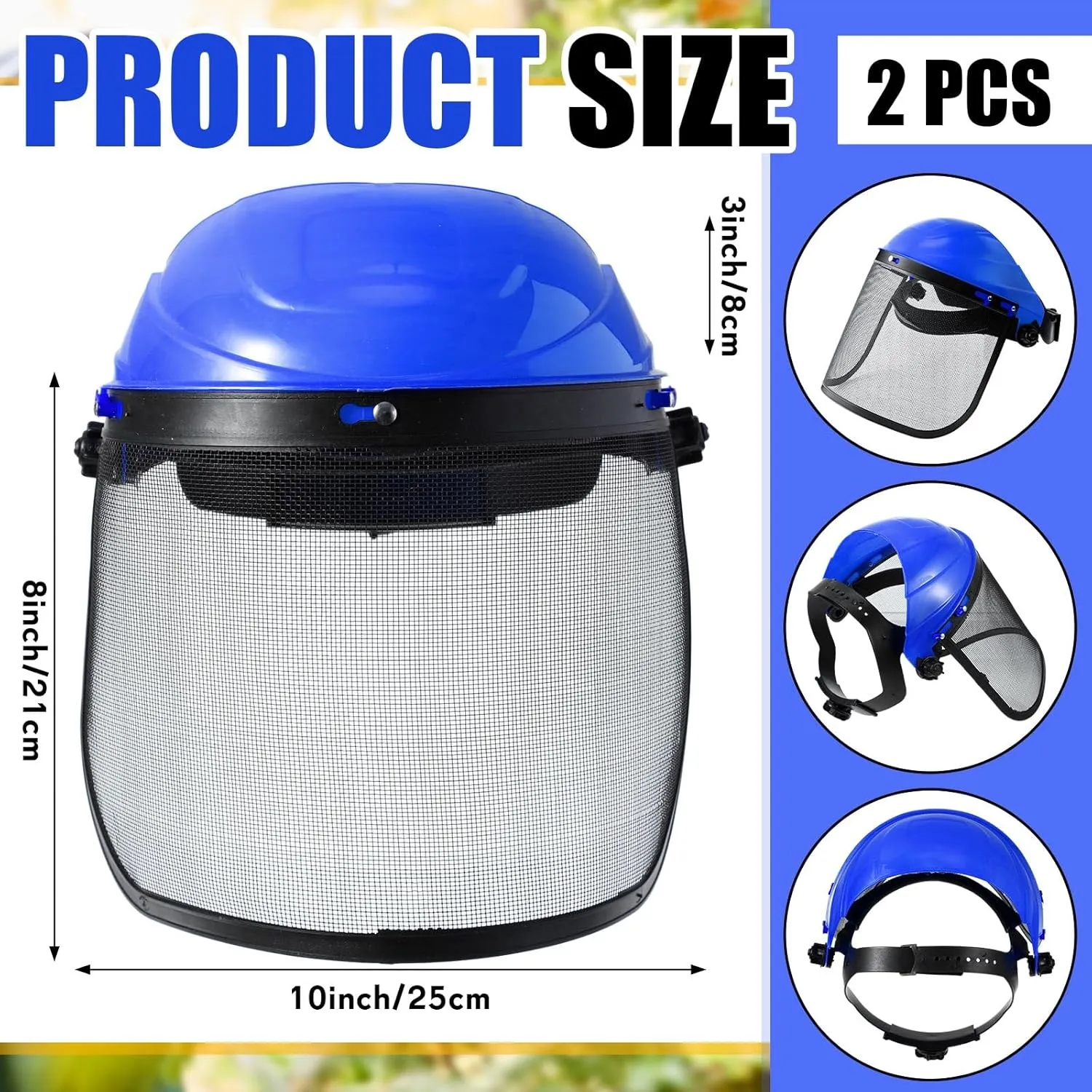 Amylove 2 Pcs Safety Face Shield with Mesh Weed Whacking Face Shield Masks Chainsaw Gardening Weed Mover Protection (Blue)