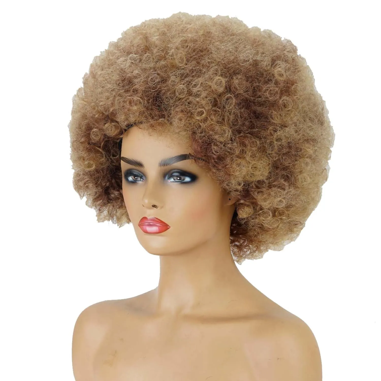 andromeda Afro Wigs for Black Women 70s Short Afro Puffy Wigs for Women Bouncy and Soft Kinky Curly Wig 10 Inch Natural Looking Synthetic Daily Party Cosplay Halloween Wig (T27)