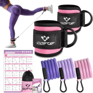 Ankle Resistance Bands With Cuffs for Working Out, Kickbacks, Hip, Leg and Glute Exercise - Training Poster Included - for Women