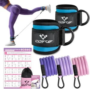 Ankle Resistance Bands With Cuffs for Working Out, Kickbacks, Hip, Leg and Glute Exercise - Training Poster Included - for Women