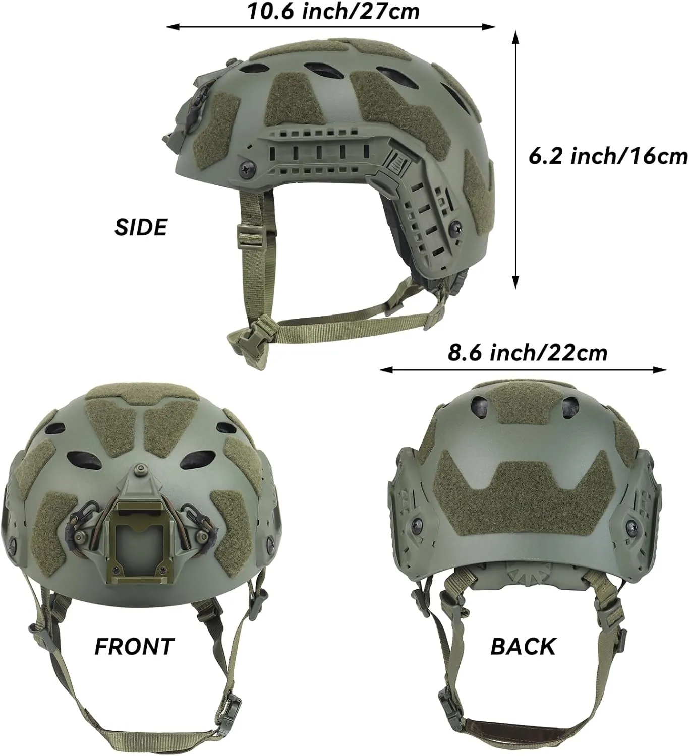 AOUTACC Lightweight Tactical Fast Helmet, Military Integrated Helmet with NVG Mount Base, Side Rails,Pre-Slotted Headset Strap for Outdoor Sports, CS