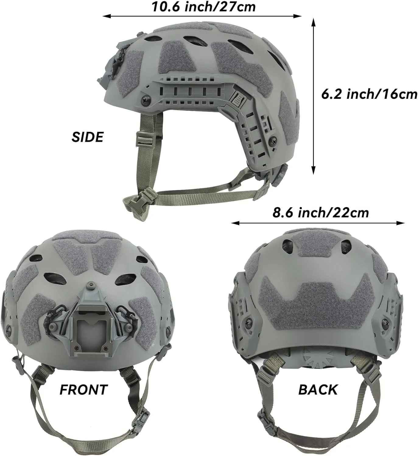 AOUTACC Lightweight Tactical Fast Helmet, Military Integrated Helmet with NVG Mount Base, Side Rails,Pre-Slotted Headset Strap for Outdoor Sports, CS