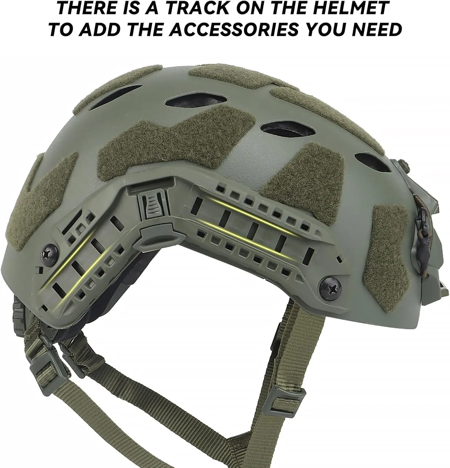 AOUTACC Lightweight Tactical Fast Helmet, Military Integrated Helmet with NVG Mount Base, Side Rails,Pre-Slotted Headset Strap for Outdoor Sports, CS