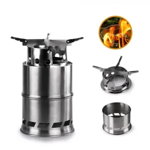 APG Folding Wood Gasifier Stainless Steel Solidified Alcohol Stove Firewood Burning Cooking System