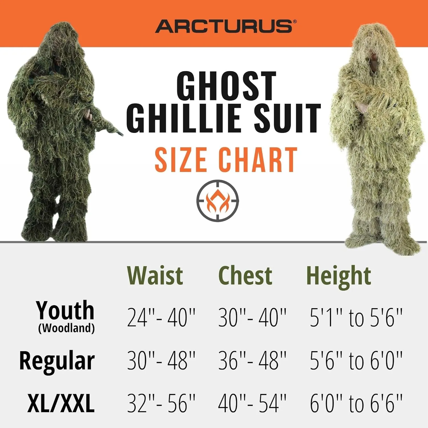 Arcturus Ghost Ghillie Suit & Ponchos for Men | Dense, Double-Stitched Design | Superior Camo Hunting Clothes for Men, Hunters, Military, Sniper Airsoft and Paintball