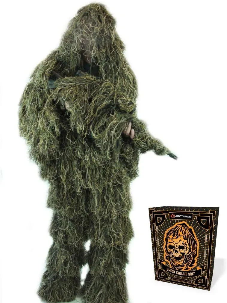 Arcturus Ghost Ghillie Suit & Ponchos for Men | Dense, Double-Stitched Design | Superior Camo Hunting Clothes for Men, Hunters, Military, Sniper Airsoft and Paintball