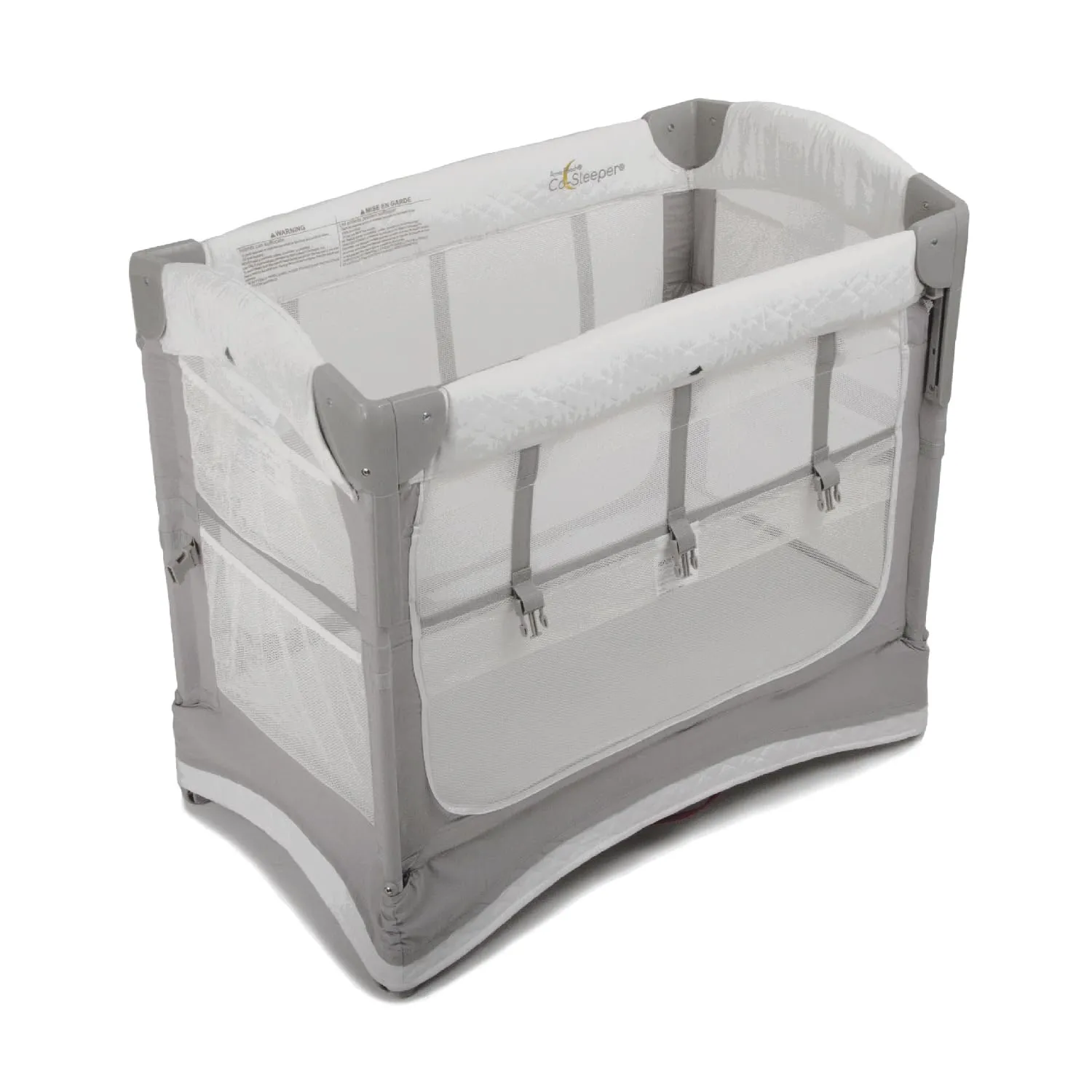 Arm’s Reach Mini Ezee 3 in 1 Co-Sleeper Folding Bedside Bassinet and Play Yard Featuring Breathable Mesh Sides with Side Pockets for Storage and 4-Inch Sleeping Nest Height