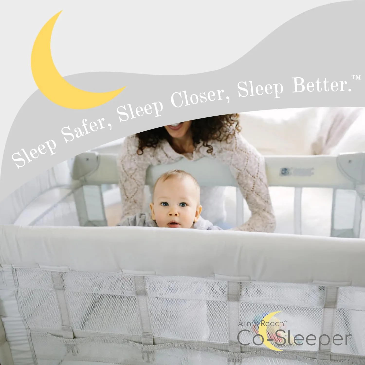 Arm’s Reach Mini Ezee 3 in 1 Co-Sleeper Folding Bedside Bassinet and Play Yard Featuring Breathable Mesh Sides with Side Pockets for Storage and 4-Inch Sleeping Nest Height