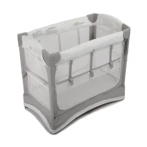Arm’s Reach Mini Ezee 3 in 1 Co-Sleeper Folding Bedside Bassinet and Play Yard Featuring Breathable Mesh Sides with Side Pockets for Storage and 4-Inch Sleeping Nest Height