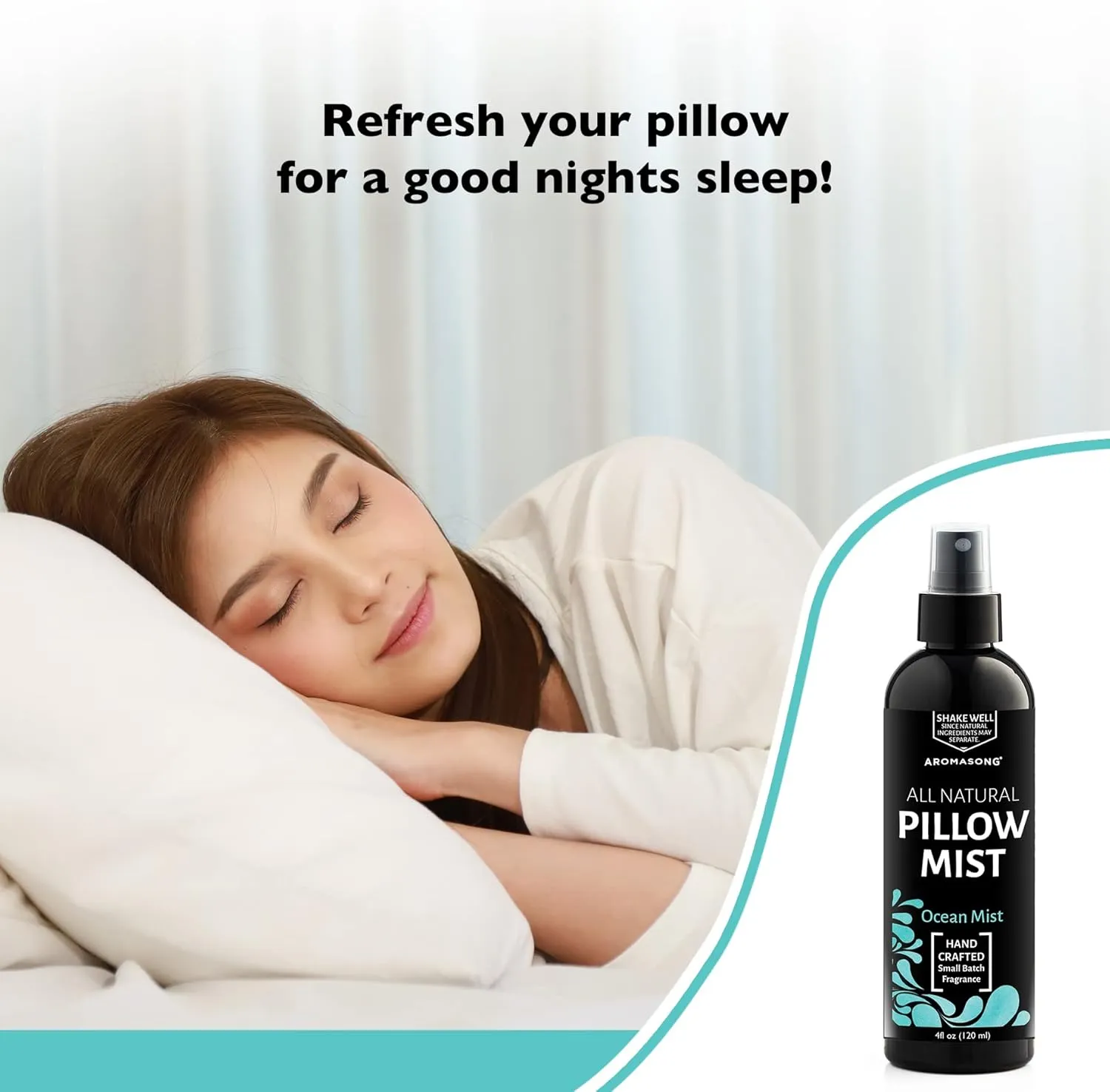 Aromasong All Natural Pillow Spray for Deep Sleep- Holiday Gift Pack of Lavender, Ocean Mist, and Eucalyptus Included - Calming Linen & Bedtime Natural Essential Oil Mist Spray for Sleeping