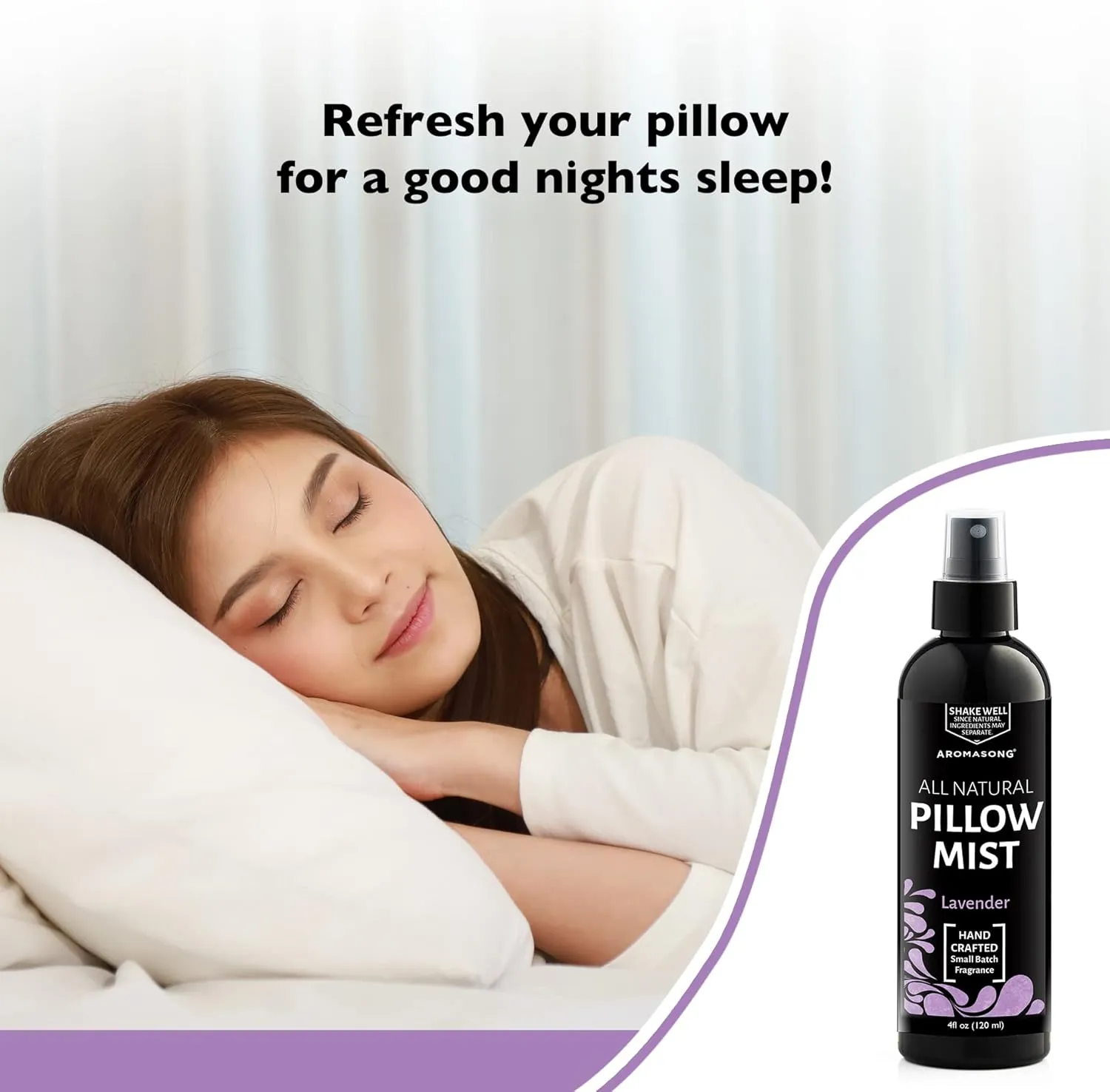 Aromasong All Natural Pillow Spray for Deep Sleep- Holiday Gift Pack of Lavender, Ocean Mist, and Eucalyptus Included - Calming Linen & Bedtime Natural Essential Oil Mist Spray for Sleeping