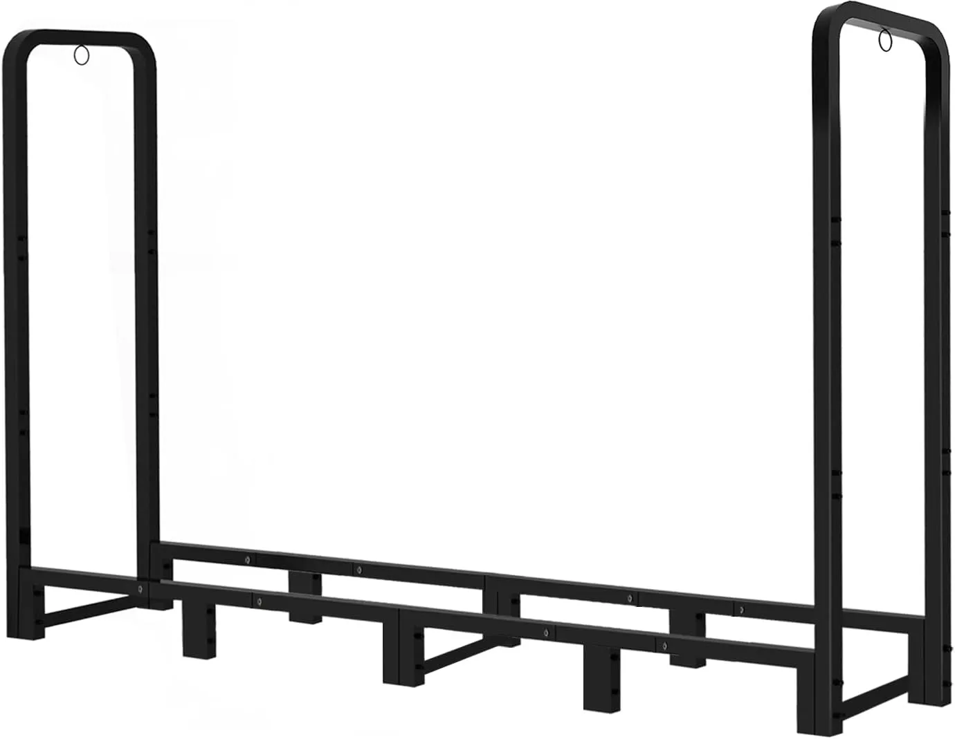 Artibear 8ft Outdoor Firewood Rack, Upgraded Heavy Duty Logs Stand Stacker Holder for Fireplace - Metal Lumber Storage Carrier Organizer, Bright Black