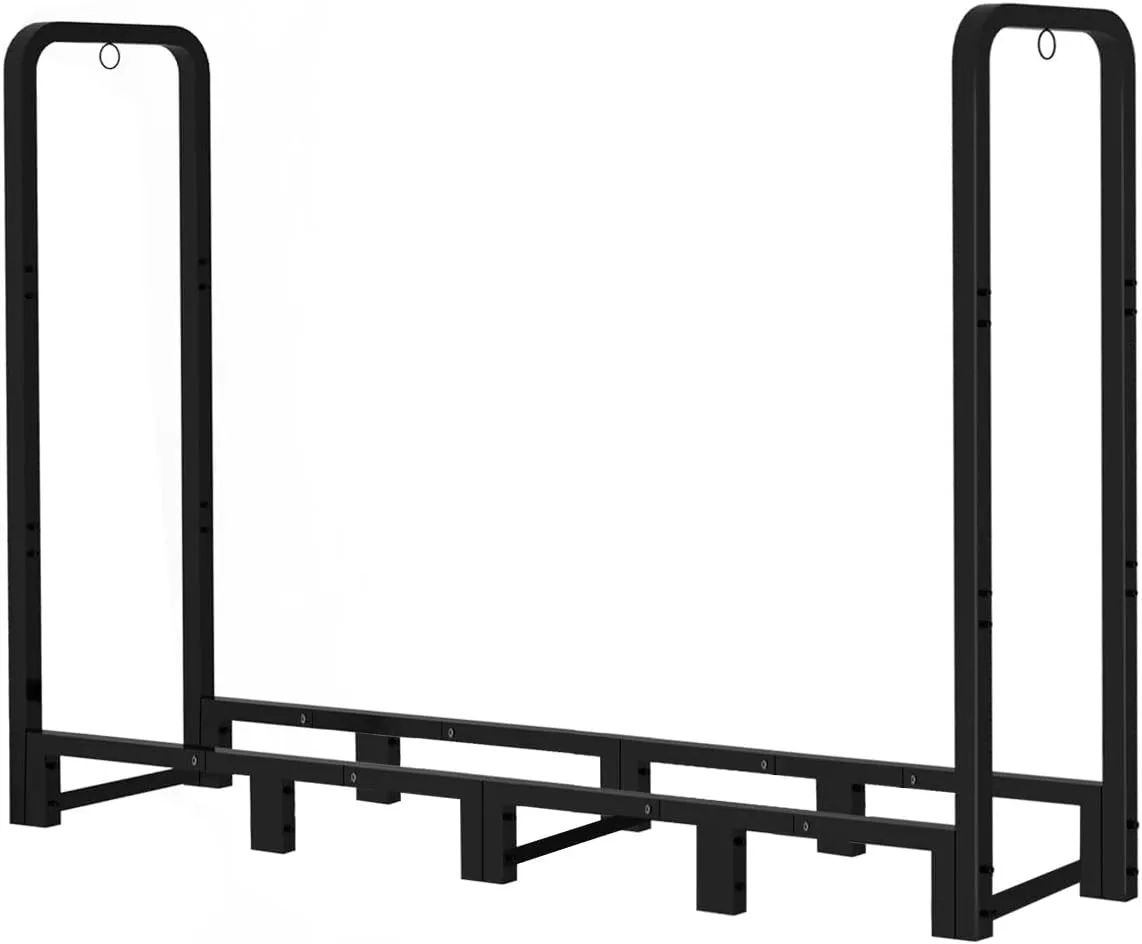 Artibear Firewood Rack Stand 6ft Heavy Duty Logs Carrier Holder for Outdoor Indoor Fireplace, Matte Black