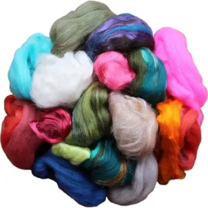 Assorted Merino Roving Ends & Mixed Fiber Waste - Bulk Top Fiber for Felting, Spinning & Blending