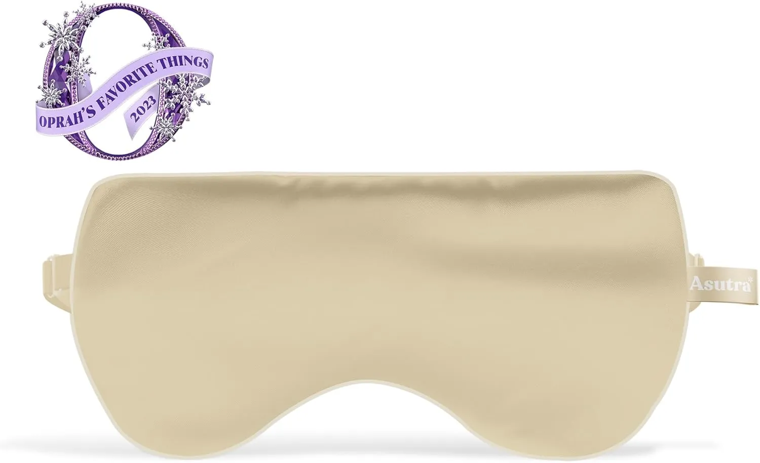 ASUTRA Silk Eye Pillow for Sleep, Champagne - Filled w/Lavender Buds & Flax Seeds, Weighted Eye Mask, Meditation & Light Blocking Blindfold, Cooling Gel Mask Included