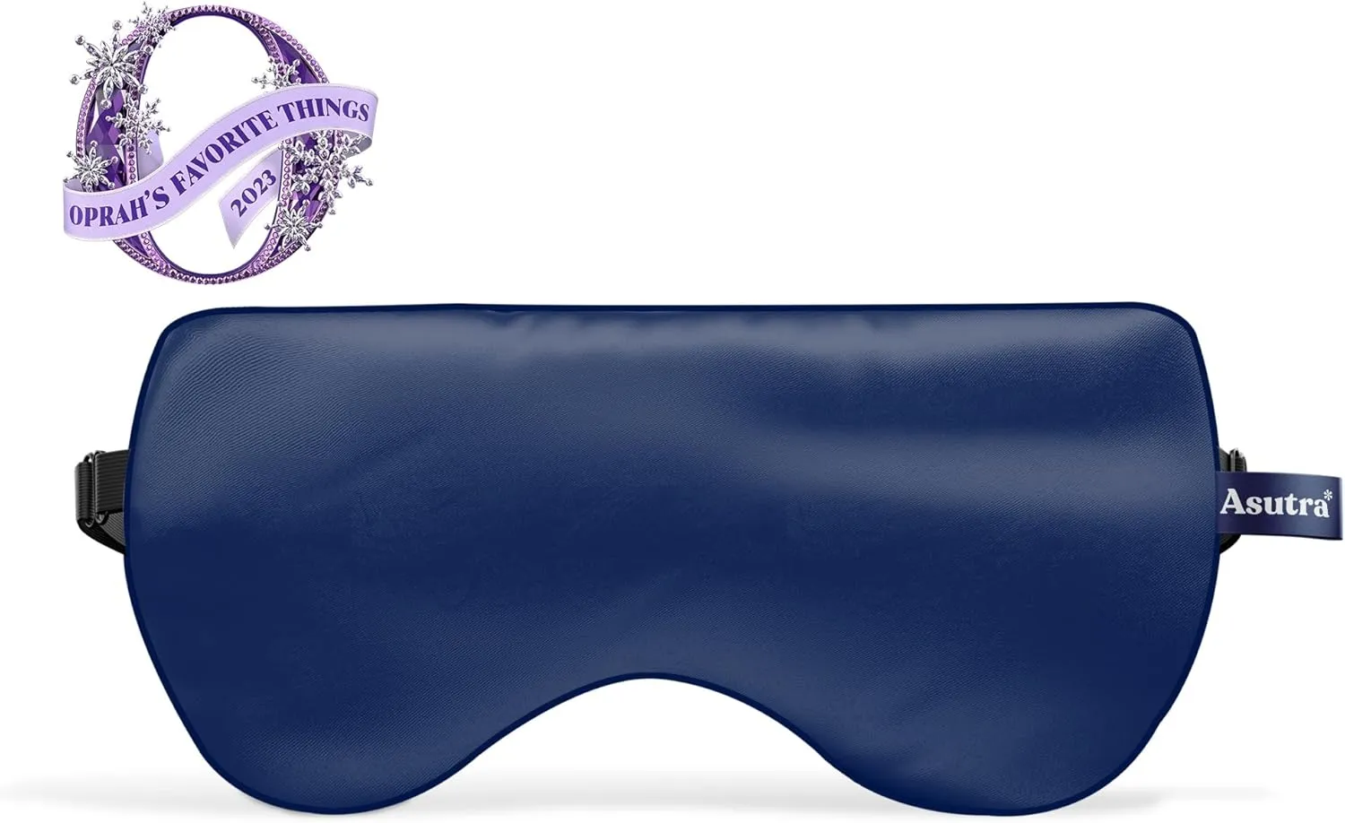 ASUTRA Silk Eye Pillow for Sleep, Navy - Filled w/Lavender Buds & Flax Seeds, Weighted Eye Mask, Meditation & Light Blocking Blindfold, Cooling Gel Mask Included