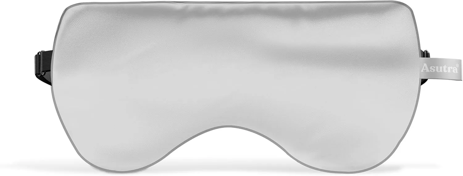 ASUTRA Silk Eye Pillow for Sleep, Silver | Filled w/Lavender & Flax Seeds | Weighted | Meditation & Light Blocking Blindfold