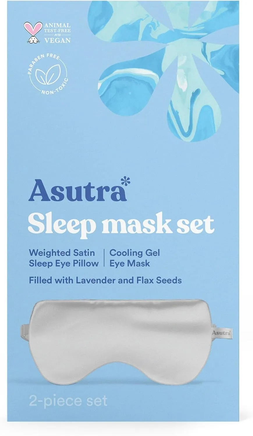 ASUTRA Silk Eye Pillow for Sleep, Silver | Filled w/Lavender & Flax Seeds | Weighted | Meditation & Light Blocking Blindfold