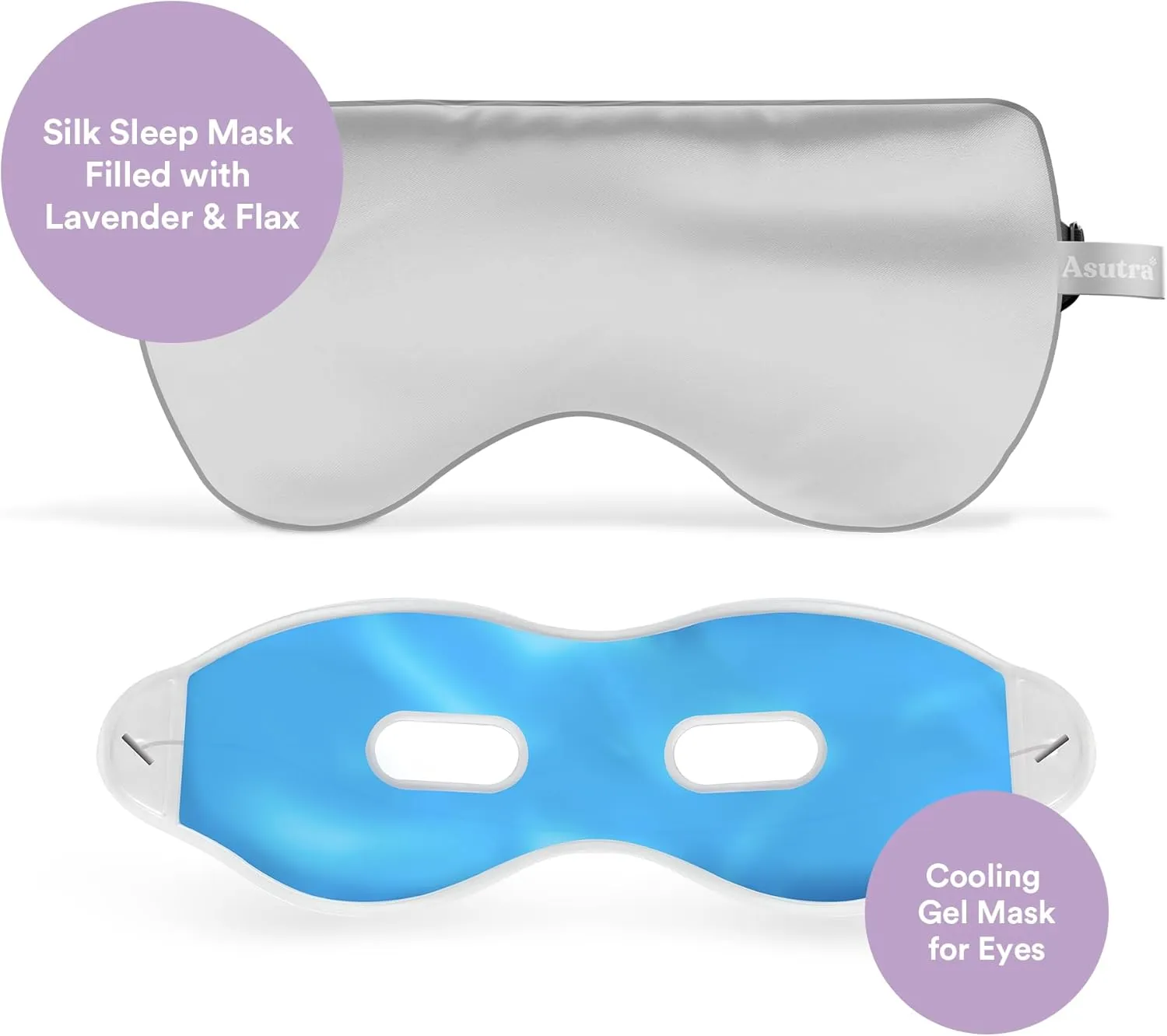 ASUTRA Silk Eye Pillow for Sleep, Silver | Filled w/Lavender & Flax Seeds | Weighted | Meditation & Light Blocking Blindfold