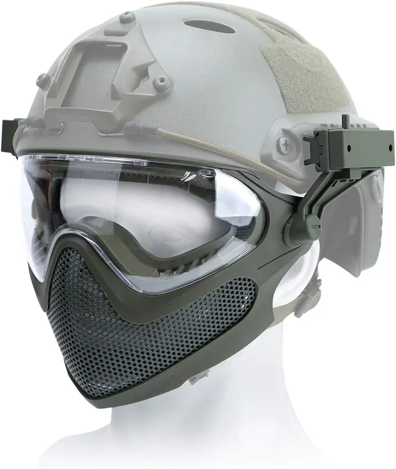 ATAIRSOFT 2 Modes Airsoft Mask Full Face Tactical Safety Protective Mask Anti-Fog Goggles Set with 3 Interchangable Lens