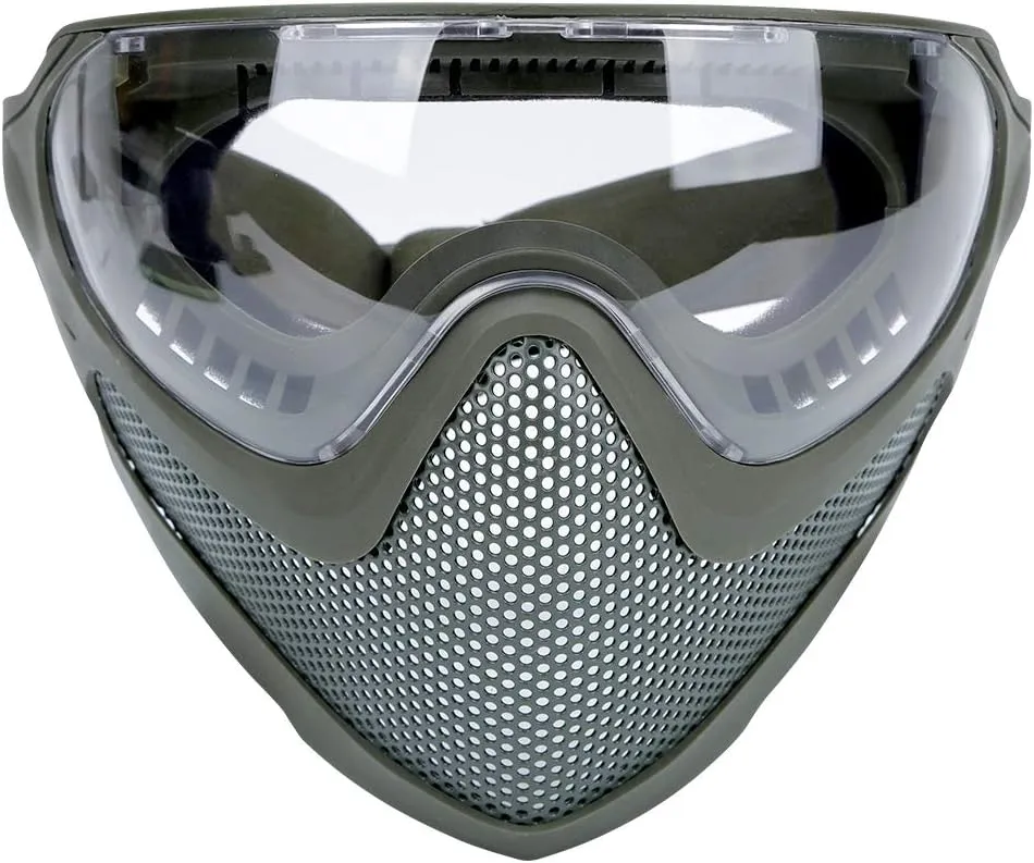 ATAIRSOFT 2 Modes Airsoft Mask Full Face Tactical Safety Protective Mask Anti-Fog Goggles Set with 3 Interchangable Lens
