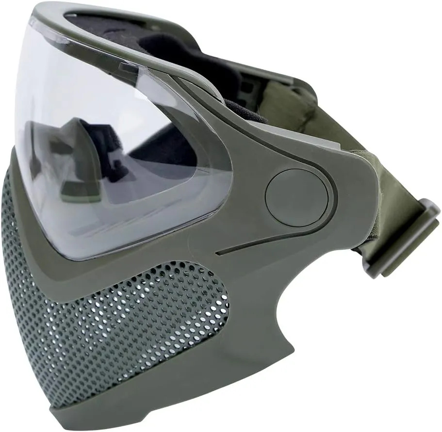 ATAIRSOFT 2 Modes Airsoft Mask Full Face Tactical Safety Protective Mask Anti-Fog Goggles Set with 3 Interchangable Lens